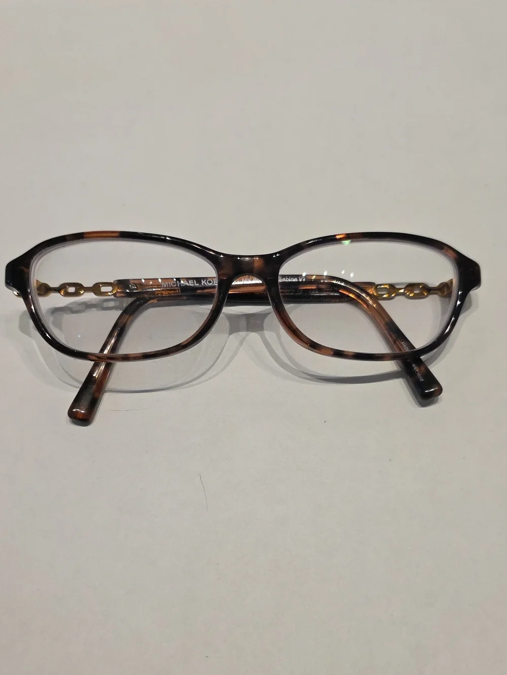 Michael Kors Women's Tortoiseshell Reading Glasses with Gold Chain Detail